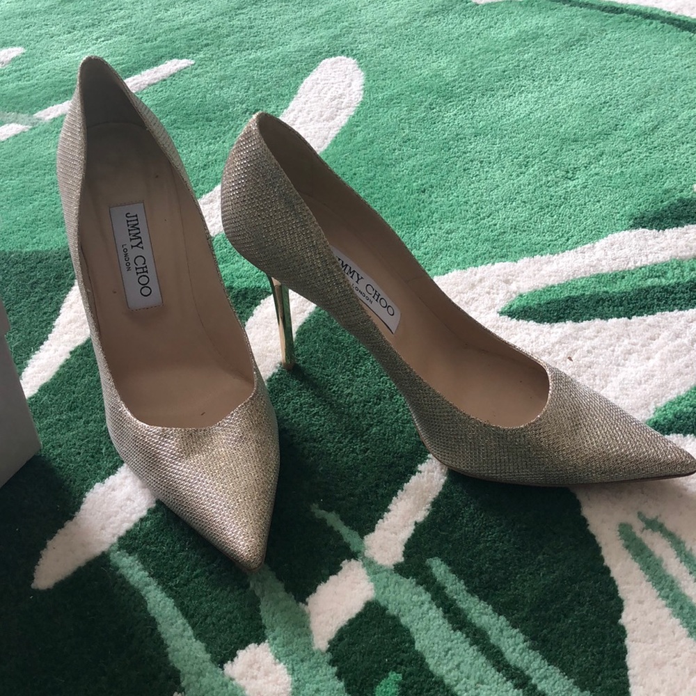Jimmy Choo “Lame Glitter - Gold” Heels